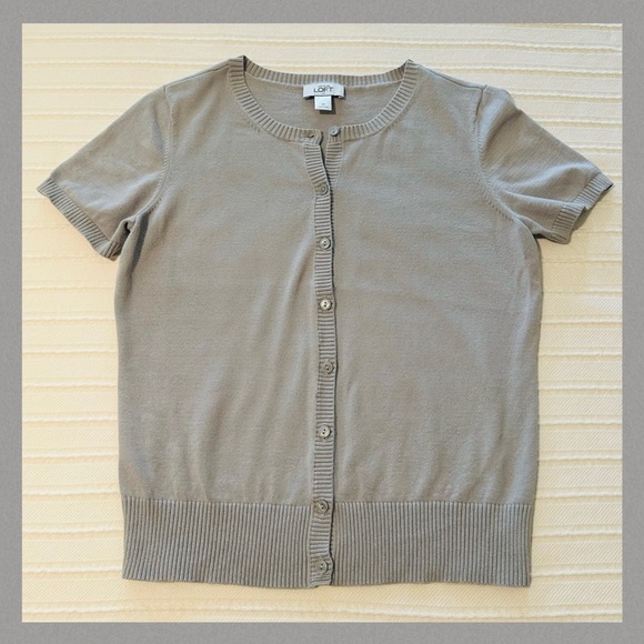 LOFT Sweaters - Loft Gray Short Sleeve Cardigan Sweater